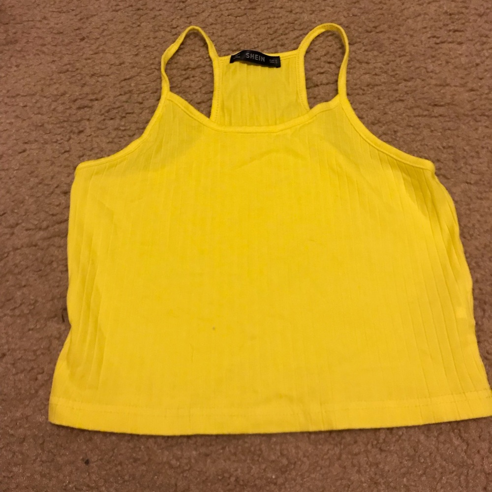 Yellow cropped halter top
